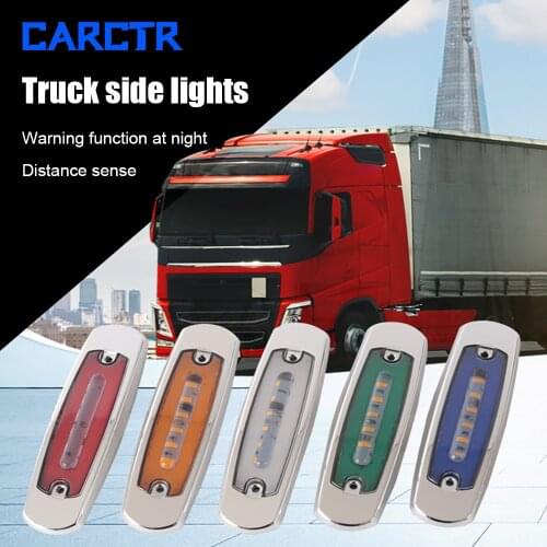 CARCTR 5Pcs 12/24V Truck Marker Side Light 18LED Lens New Type Light Guide Running Water Car Signal Brake Warning Tail Light