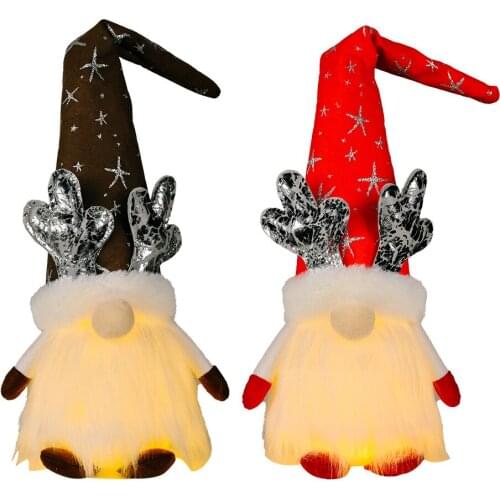 6 PCS Christmas Gnome Decorations with Light Handmade Swedish Tomte Plush Scandinavian Elf Table Ornaments Holiday Decor XB