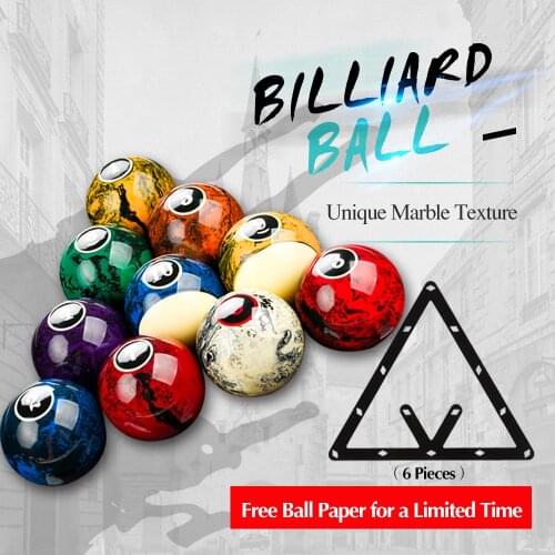 AXD 16pcs Billiard Pool Balls Set 57.2mm Resin Balls Marble Pattern Pool Billiard Table Balls Billar Accessory Ball Papers Free