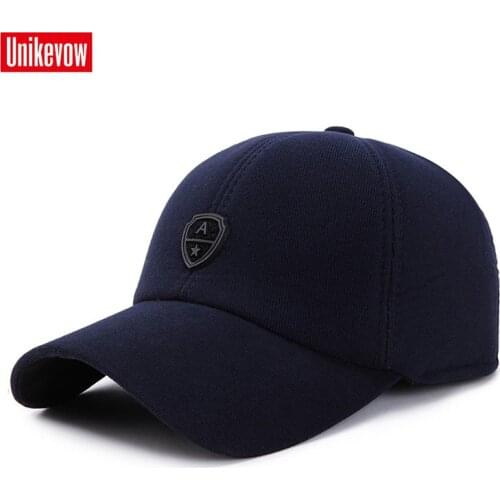 UNIKEVOW New arrivel Corduroy Sport winter baseball caps with ears Casual winter hat warm caps for men golf hat for men & women