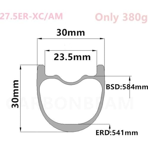 [CB27.5XCAM30] Only 380g 30mm Width 27.5er Carbon Fiber Mountain Bike wheel Clincher Tubeless Compatible 650B carbon mtb rims