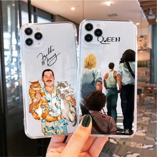 Freddie Mercury Queen band Phone Case for IPhone 12 Pro Max 11 8 7 6 Plus SE2 XR X XS MAX soft Transparent Cover for Iphone 12