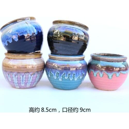 Multi-meat flower pot Jingdezhen high temperature kiln change flower pot Korean simple flow glaze white light small pottery pot