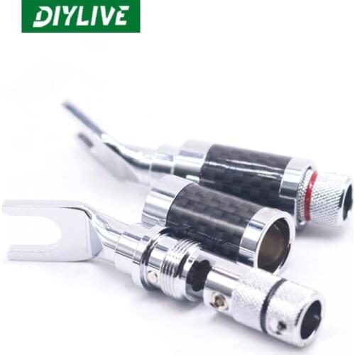 DIYLIVE MVS Copper Plated Carbon Fiber Banana Plug Solderless Lock Y Plug speaker terminal