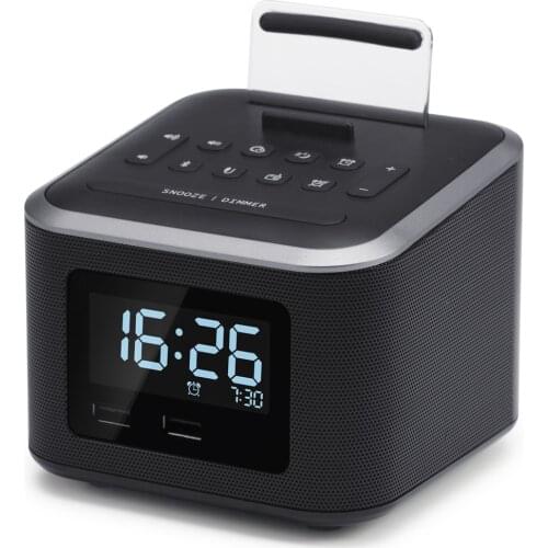 Homtime Docking Bluetooth speakers portable speakers FM radio USB chargers Digital Alarm Clock wireless speaker LED Display NEW
