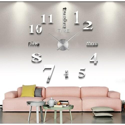 Home Decor 2021 Wall Clock Acrylic Mirror Wall Sticker Clock Fashion Modern Digital Clocks Tool-free and Easy To Install