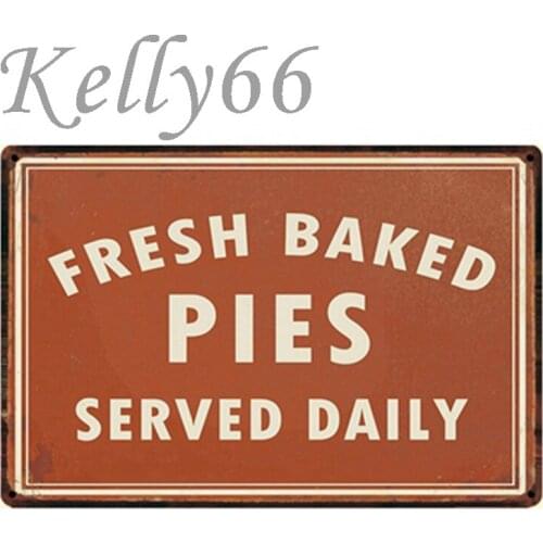 [ Kelly66 ] Fresh BAKED PIES Vintage Metal Painting Home Decor Bar Wall Art Painting 20*30 CM Size y-1203