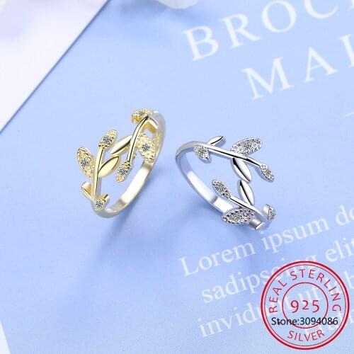 925 Sterling Silver New Woman Fine Jewelry High Quality Simple Flower Crystal Zirconia Gold Silver Ring Adjustable Size