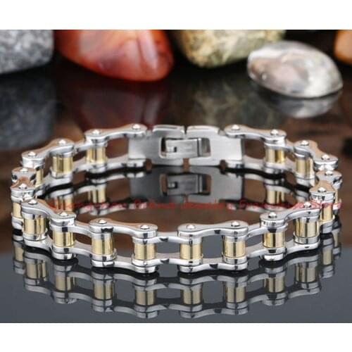 Fashion Men Classic Bicycle Chain Bracelet Stainless Steel Silver Gold Black color Motor Bike Chain Bracelet Pulseira Jewelry