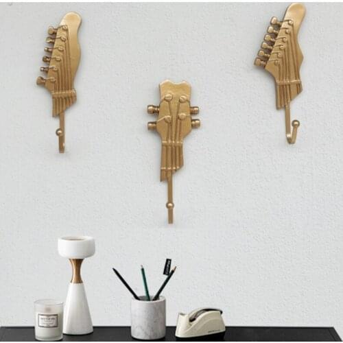 Music Guitar Shape Hooks Wall Mounted Coat Rack Wooden Clothes Pegs Rustic 94PF