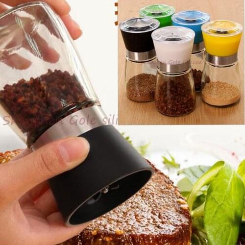 50pcs/lot Pepper Grinder Set, Slim Brushed Stainless Steel Pepper Mill and Salt Mill -Adjustable Ceramic Rotor and Glass Body