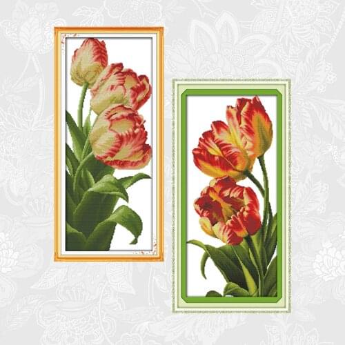 Joy Sunday Tulip Counted Cross-Stitch 11CT 14CT Printed On Canvas Cross Stitch Kits Handwork Beginner Embroidery Home Decor
