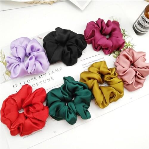 New arrival Fashion women lovely satin Hair bands bright color hair scrunchies girls hair Tie Accessories Ponytail Holder