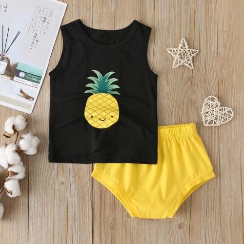 Baby boy clothes summer new leisure cartoon pineapple cotton vest two-piece triangle shorts boy vest suit childrens clothing