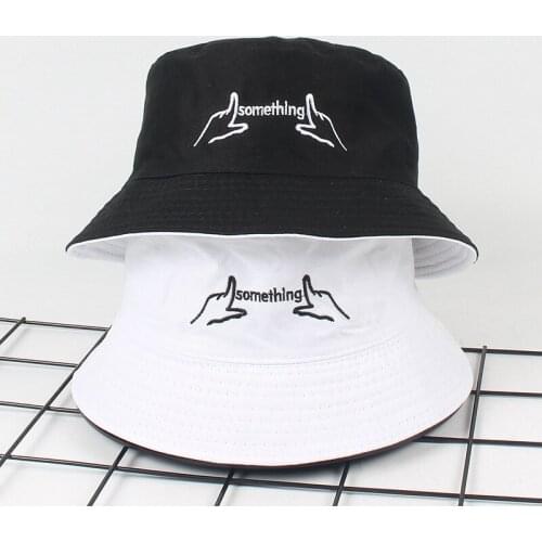 Double worn Bucket Hat for Men Women Embroidery letters Hip Hop Wide Brim Beach UV Protection Round Top Sunscreen Fisherman Cap