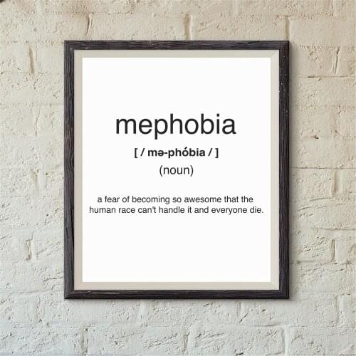Mephobia Definition Poster Canvas Painting Inspiration Print Wall Art Picture for Living Room Interior Home Decor Motivation
