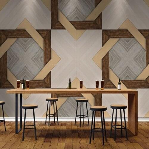 Custom Photo Wallpaper 3D Stereo Abstract Grid Wood Grain Background Wall Mural Living Room TV Sofa Bedroom Papel De Parede 3 D