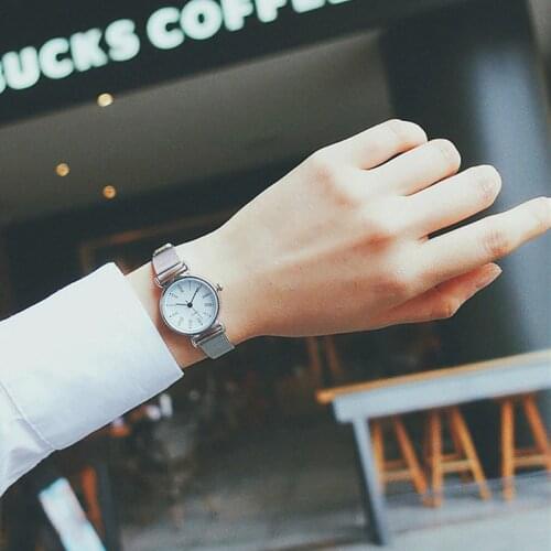 Simple silver designer women bracelet watch stainless steel mesh strap womens fashion casual dress watch drop shipping