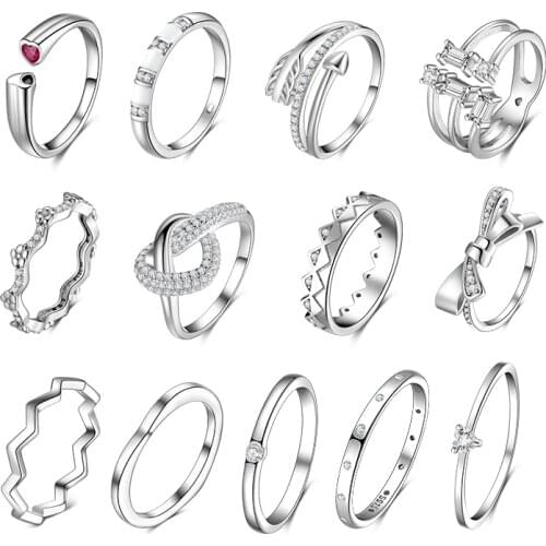 Adjustable Open Finger Rings 925 Sterling Silver Sparkling delicate CZ For Women Silver Fashion 925 Jewelry Rings 2020 Bijoux