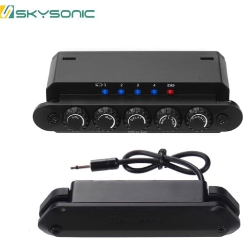 SKYSONIC R2 Acoustic Guitar Resonance Pickup with Magnetic Volume/ Mic Volume/ Delay/ Reverb/ Chorus Controls Phase Switch