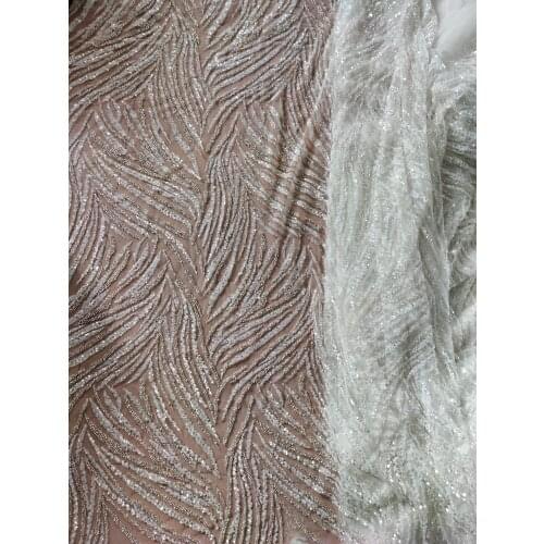 Beaded lace fabrics luxury beaded fabrics with pearls whole piece lace DIY bridal dress latest lace