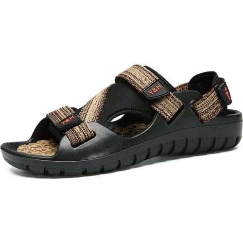 Sandals For Men Outdoor Summer Breathable Casual Men Flat Slippers Fashion Leisure Footwear Hook And Loop Fasteners Man Sandals