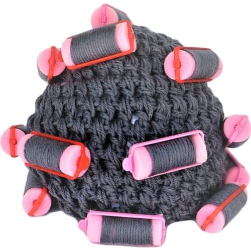 Adult Kids Baby Knitted Hair Roller Curlers Wig Hat Funny Housewife Landlady Cosplay Costume Elastic Head Cover Cap