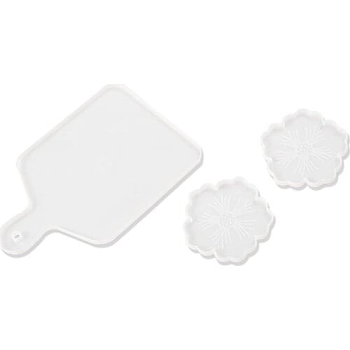 Resin Serving Board Mold,DIY Resin Serving Tray Mold for Ocean with Flower Coaster Mold Epoxy Silicone for Home Decor