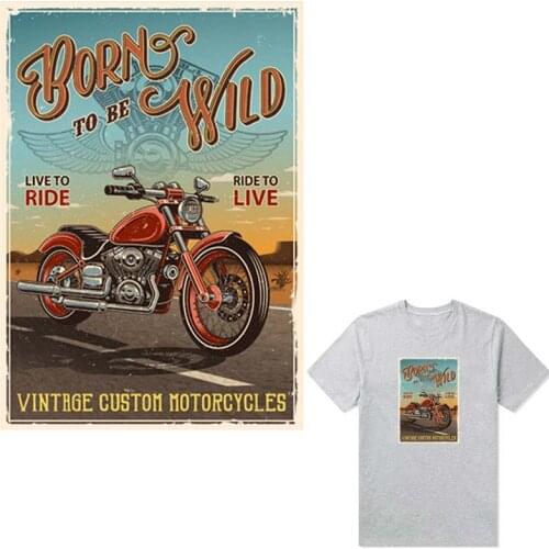 Motorcycle Style Transfers For Clothing Parches Heat Print On T-Shirt Dresses Sweater Diy Washable Garment Thermal Patches