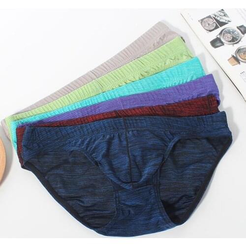 6PCS/Lot Men Briefs Jockstrap Ultra-thin Ice Silk U-convex Pouch Sexy Underwear Plus Size Calzoncillo Hombre Slip Panties Bikini