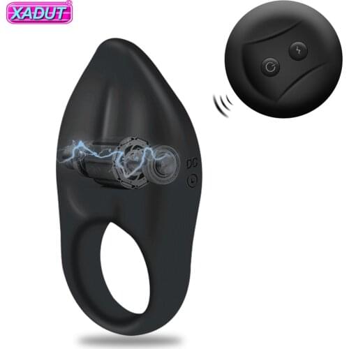 Vibrating Ring for Men Double Penetration Time Delay Ejaculation Cock Ring Male Penis Vibrator Clitoris Stimulator Sex Toy