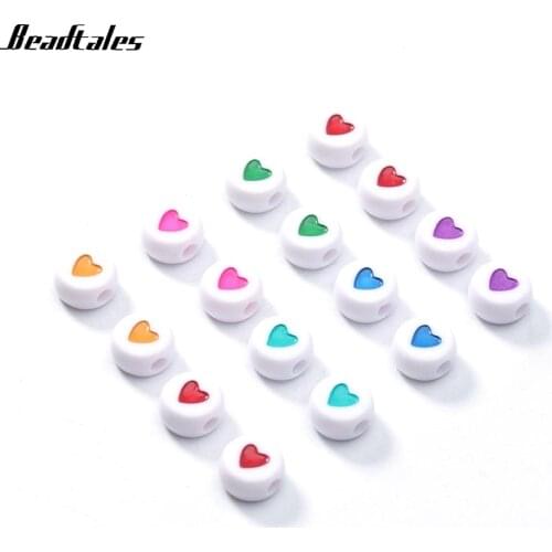 100pcs/Lot Acrylic Flat Letter Carving Round Beads Dia 7mm Hole 2mm For Bracelets DIY Women Jewelry Findings Wholesale