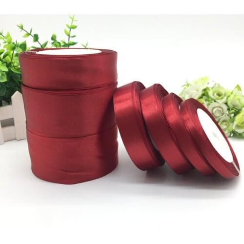 25 Yards 6 10 15 20 25 38 50mm Deep Red Silk Satin Ribbon For Wedding Party Decoration Invitation Card Gift Wrapping Supplies