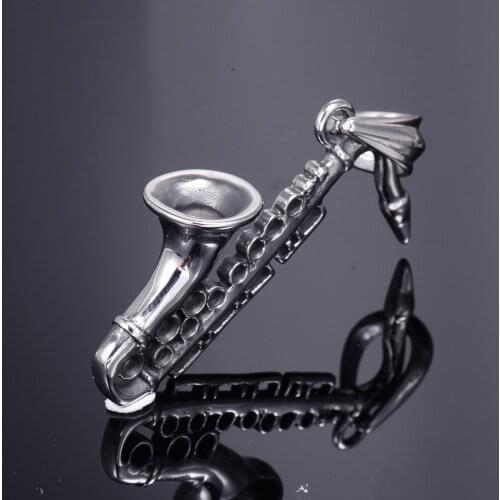 316 titanium steel mens necklace fashion personality punk stainless steel saxophone pendant tag