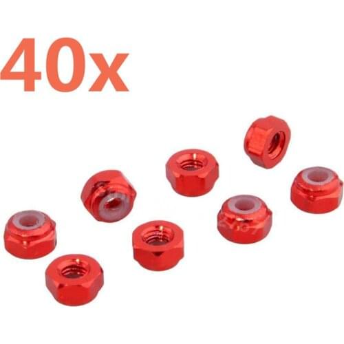 40 Pieces RC Car Aluminum Alloy Nut M3 (Al.) For 1/18 Scale Models Revel 24540 Scorch Hobbico Dromida BX/MT/SC4.18 Monster Truck