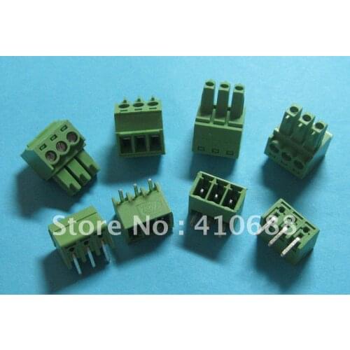 50 Pcs Pitch 3.5mm Angle 3way/pin Screw Terminal Block Connector Green Color T Pluggable Type