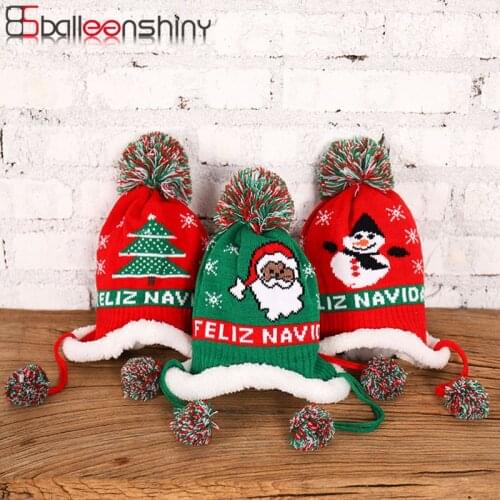 Balleenshiny Christmas Gift for Kids New Style Knitted Woolen Christmas Warm Children Hat Newborn Baby Hats Infant Kids Hats