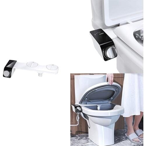Bidet Toilet Seat Attachment Ultra-Thin Non-Electric Self-Cleaning Dual Nozzles Wash Cold Water