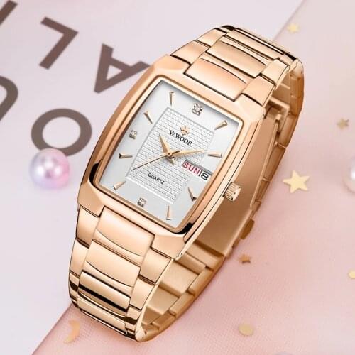 WWOOR 2021 Watches For Women Fashion Designer Luxury Women Bracelet Rose Gold Ladies Square Waterproof Wristwatches Montre Femme