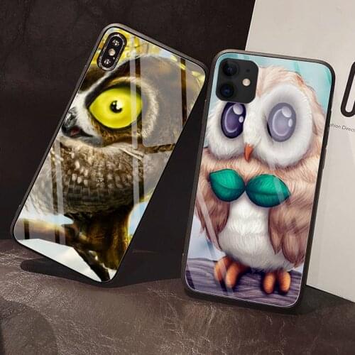 Cartoon owl Phone Case Tempered Glass For iPhone 12 Pro Max Mini 11 Pro XR XS MAX 8 X 7 6S 6 Plus SE 2020 case