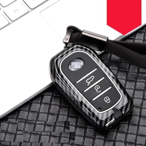 Carbon fiber Alloy+Silicone Car Smart Key Case Cover For Toyota Camry Highlander Prado Crown Land Cruiser Prius Vitz Reiz Prius