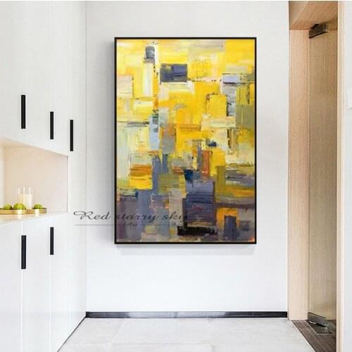 Pure hand-painted canvas oil painting yellow abstract painting the living room mural art of home decoration frameless p