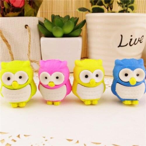Jonvon Satone 3 Pcs Cartoon Lovely Owl Eraser Children To Start A School Prize Stationery For Kids Pencils Cute Eraser Rubber