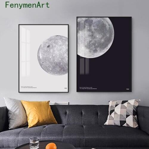 Black and White Moon Phase Canvas Wall Art Paintings Abstract Home Decor Posters and Prints Nordic Minimalist Pictures