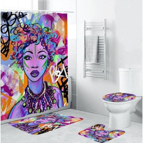 And 4Pcs/Set of American And European Girls Anti-Slip Bathroom Rugs as Showers Curtain Toilet Cover Bath Mat Home Decoration