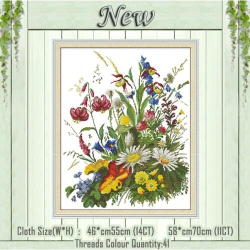 Flowers of the wilderness decor painting counted printed on the canvas DMC 11CT 14CT kits Cross Stitch embroidery needlework Set