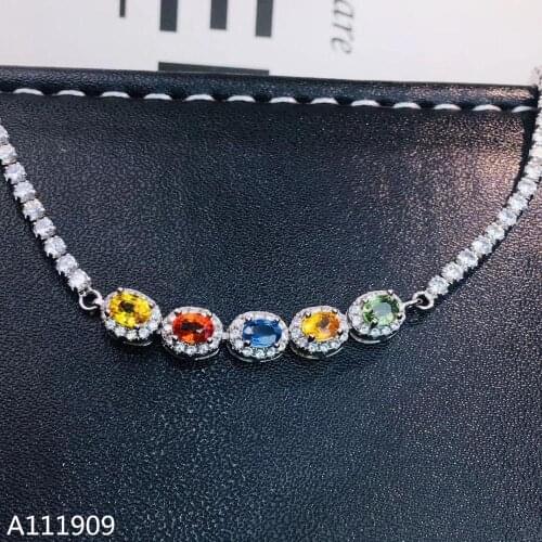 KJJEAXCMY boutique jewelry 925 sterling silver inlaid Natural Colored sapphire female Bracelet support detection exquisite