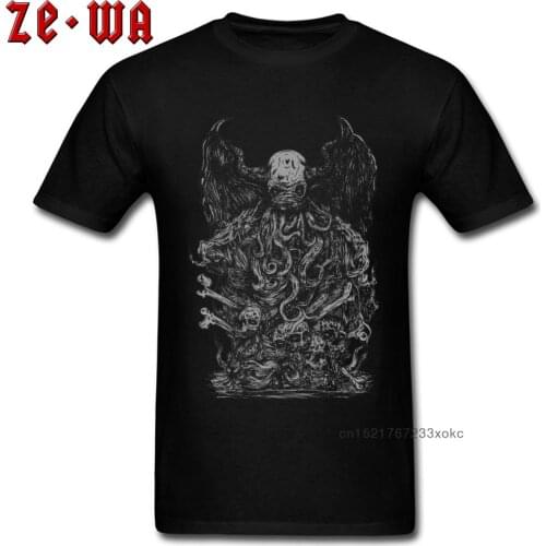 Comics Cthulhu Sweatshirts Men Tshirts Wholesale Horror Monster T-shirt Mans Black T Shirt Vintage Top Hip Hop Halloween Gift