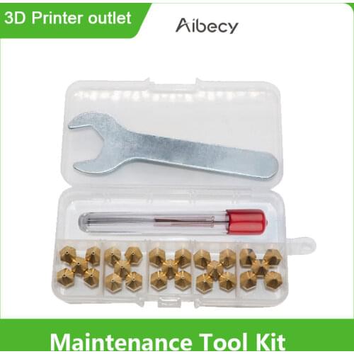 3D Printer Nozzles Maintenance Tool Kit MK10 M7 Thread Extruder Brass Nozzle 0.2/0.4/0.6/0.8/1.0mm Print Head with Cleaning