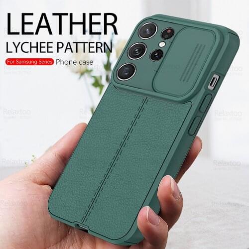 Lychee Pattern Leather Case For Samsung Galaxy S21 Ultra 5G S 21 FE Plus S21FE S21Ultra Push Camera Shockproof Back Cover Fundas